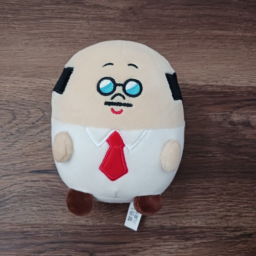 Brown & Friends Round Bald Man Plush Glasses Tie 5" Office‎ Worker